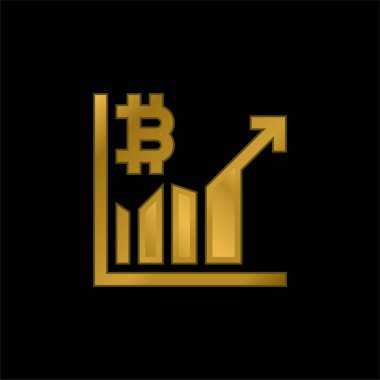 Bitcoin altın kaplama metalik simge veya logo vektörü