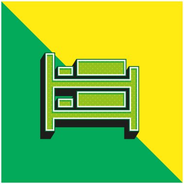 Yatak yeşili ve sarı 3D vektör simgesi logosu