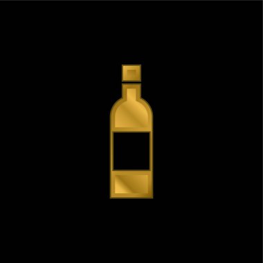 Şişe altın kaplama metalik simge veya logo vektörü