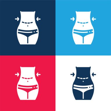 Abdominoplasty blue and red four color minimal icon set clipart
