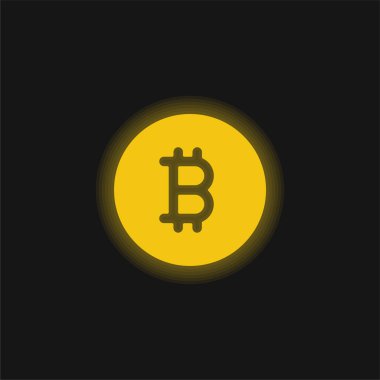 Bitcoin sarı parlayan neon simgesi