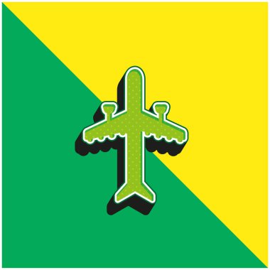 Aeroplane With Two Engines Green and yellow modern 3d vector icon logo clipart
