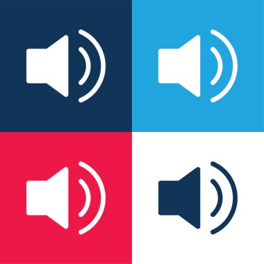 Audio blue and red four color minimal icon set clipart