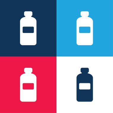 Şişe mavi ve kırmızı dört renk minimal simge kümesi