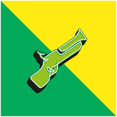 Blunderbuss Gun Green ve sarı 3D vektör simgesi logosu