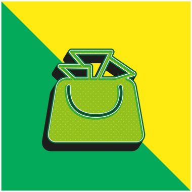 Bayanlar için Çanta Yeşil ve Sarı 3D vektör simgesi
