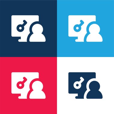 Erişim mavi ve kırmızı dört renk minimal simgesi seti