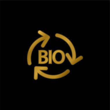 Bio Kütle Yenilenebilir Enerji Altın kaplamalı metalik simge veya logo vektörü