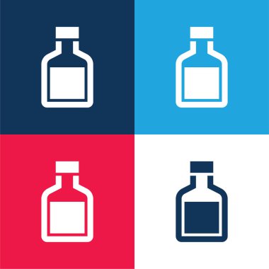 Şişe mavi ve kırmızı dört renk minimal simge kümesi