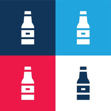 Bira mavi ve kırmızı dört renk minimal simge kümesi