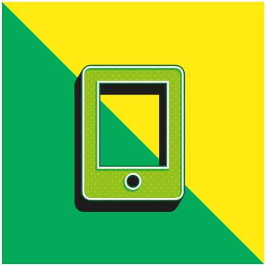 Büyük Tablet Yeşil ve Sarı Modern 3D vektör simgesi logosu