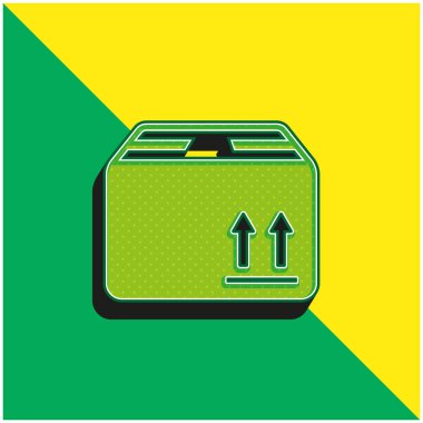 Teslimat İçin Paketleme Kutusu Yeşil ve Sarı 3D vektör simgesi simgesi