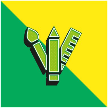 Sanat Yeşil ve Sarı modern 3D vektör simgesi logosu