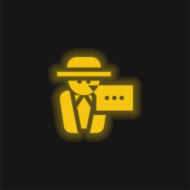 Anonymous Message yellow glowing neon icon clipart