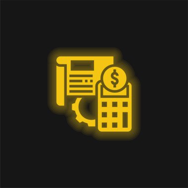 Muhasebe sarı parlak neon simgesi