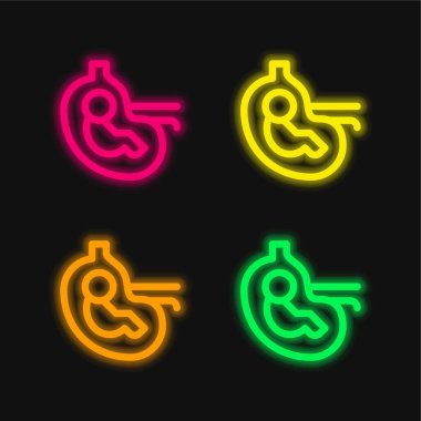 Bebek dört renk parlayan neon vektör simgesi