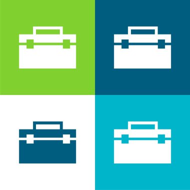 Siyah Portföy Düz 4 renk simgesi seti