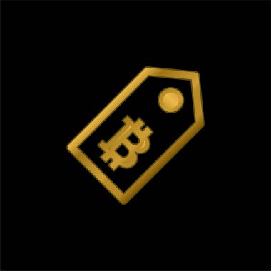 Bitcoin Etiketi Altın kaplama metalik simge veya logo vektörü