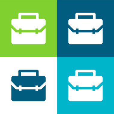 Evrak çantası Düz 4 renk minimal simgesi seti