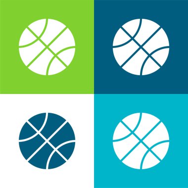 Basketbol Düz 4 renk minimal simge seti