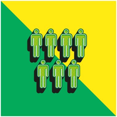 7 Persons Male Silhouettes Green and yellow modern 3d vector icon logo clipart