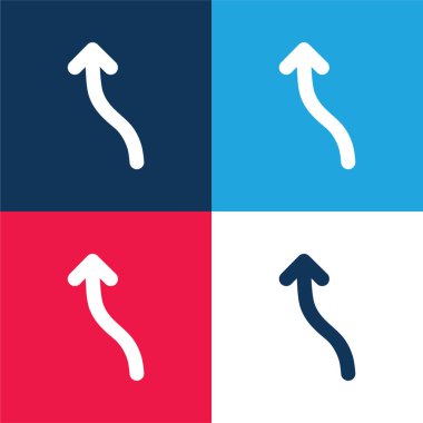 Ok Dalgası Mavi ve kırmızı dört renk simgesi seti