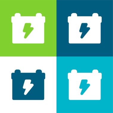 Batarya Düz 4 renk en küçük simge seti