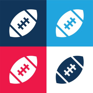 Amerikan Futbolu mavi ve kırmızı dört renk minimal simgesi