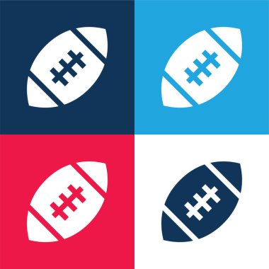 American Football blue and red four color minimal icon set clipart