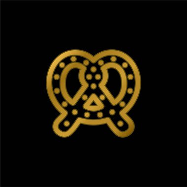 Büyük simit altın kaplama metalik simge veya logo vektörü