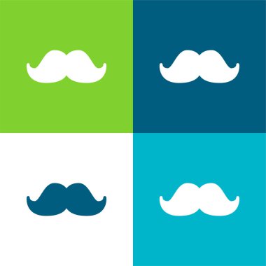 Büyük Bıyık Düz 4 renk simgesi seti