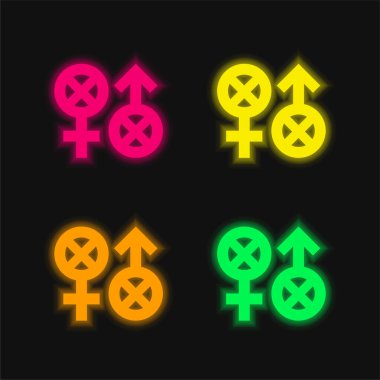 Bifobi dört renk parlayan neon vektör simgesi