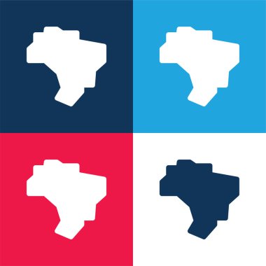 Brazil blue and red four color minimal icon set clipart