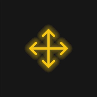 Sarı oklar parlayan neon simgesi