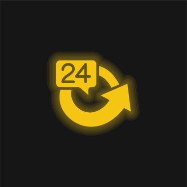24 Saat Sarı Parlayan Neon simgesi