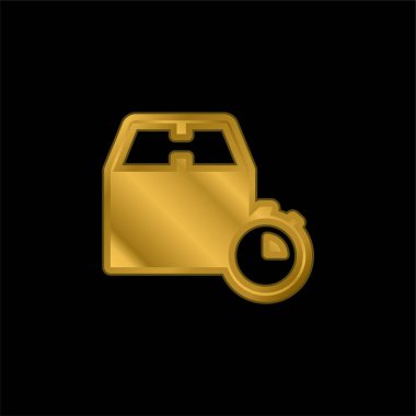 Kutu altın kaplama metalik simge veya logo vektörü