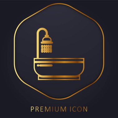 Bath altın çizgi premium logo veya simge