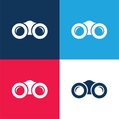 Binoculars blue and red four color minimal icon set clipart