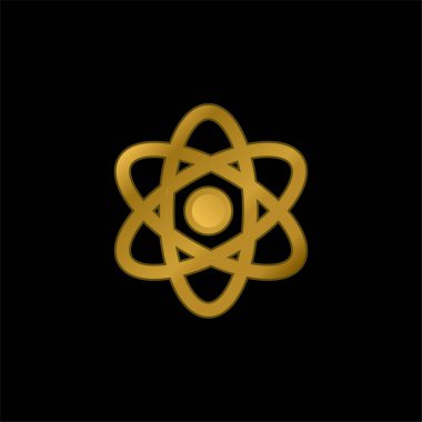 Atom Enerjisi altın kaplama metalik simge veya logo vektörü