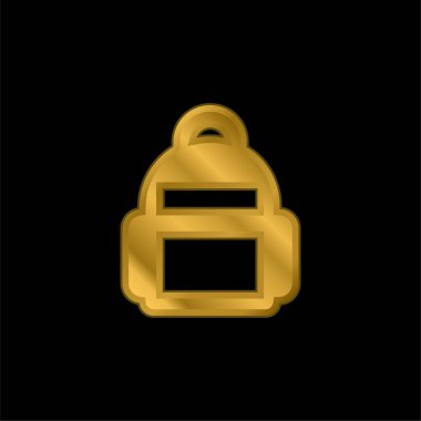Sırt çantası altın kaplamalı metalik simge veya logo vektörü