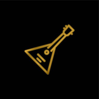 Balalaika altın kaplama metalik simge veya logo vektörü