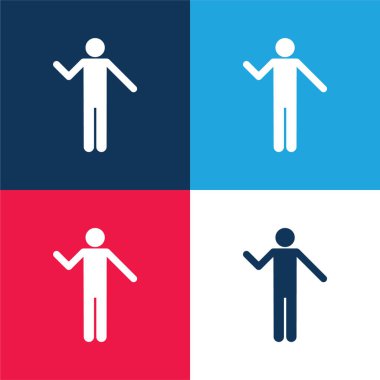 Basit Siluet mavi ve kırmızı En az dört renk simgesi