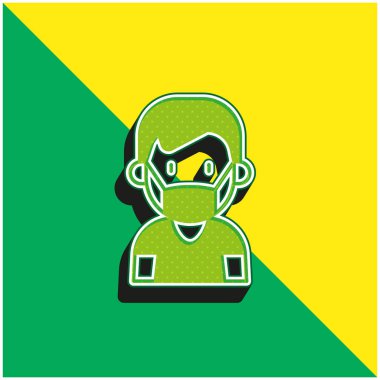 Çocuk Yeşil ve Sarı Modern 3D vektör simgesi logosu