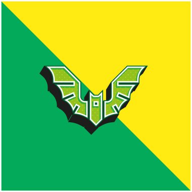 Yarasa Yeşil ve Sarı Modern 3D vektör simgesi logosu
