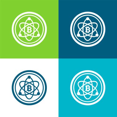 Bitcoin Bilim Sembolü Düz 4 renk simgesi seti