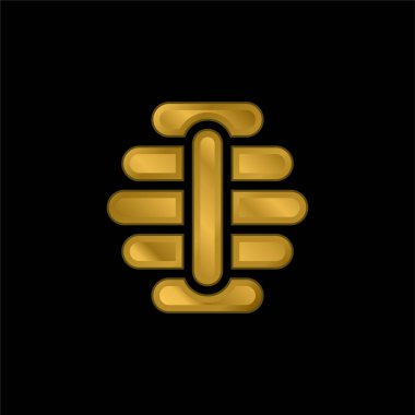 Arı kovanı altın kaplama metalik simge veya logo vektörü