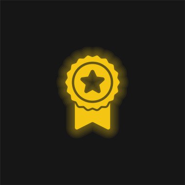 Yıldız sarısı parlak neon ikonlu rozet