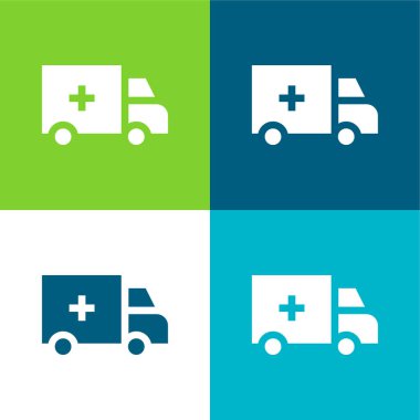 Ambulans Düz Renk en az simge seti