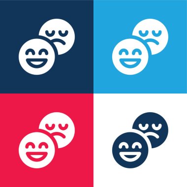 Attitude blue and red four color minimal icon set clipart