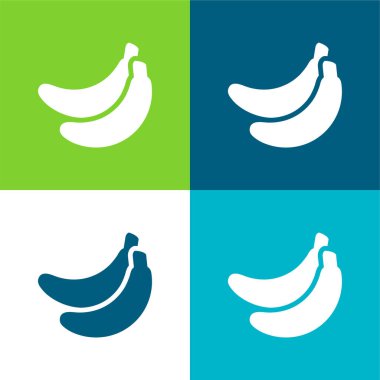 Muz Düz 4 renk simgesi seti